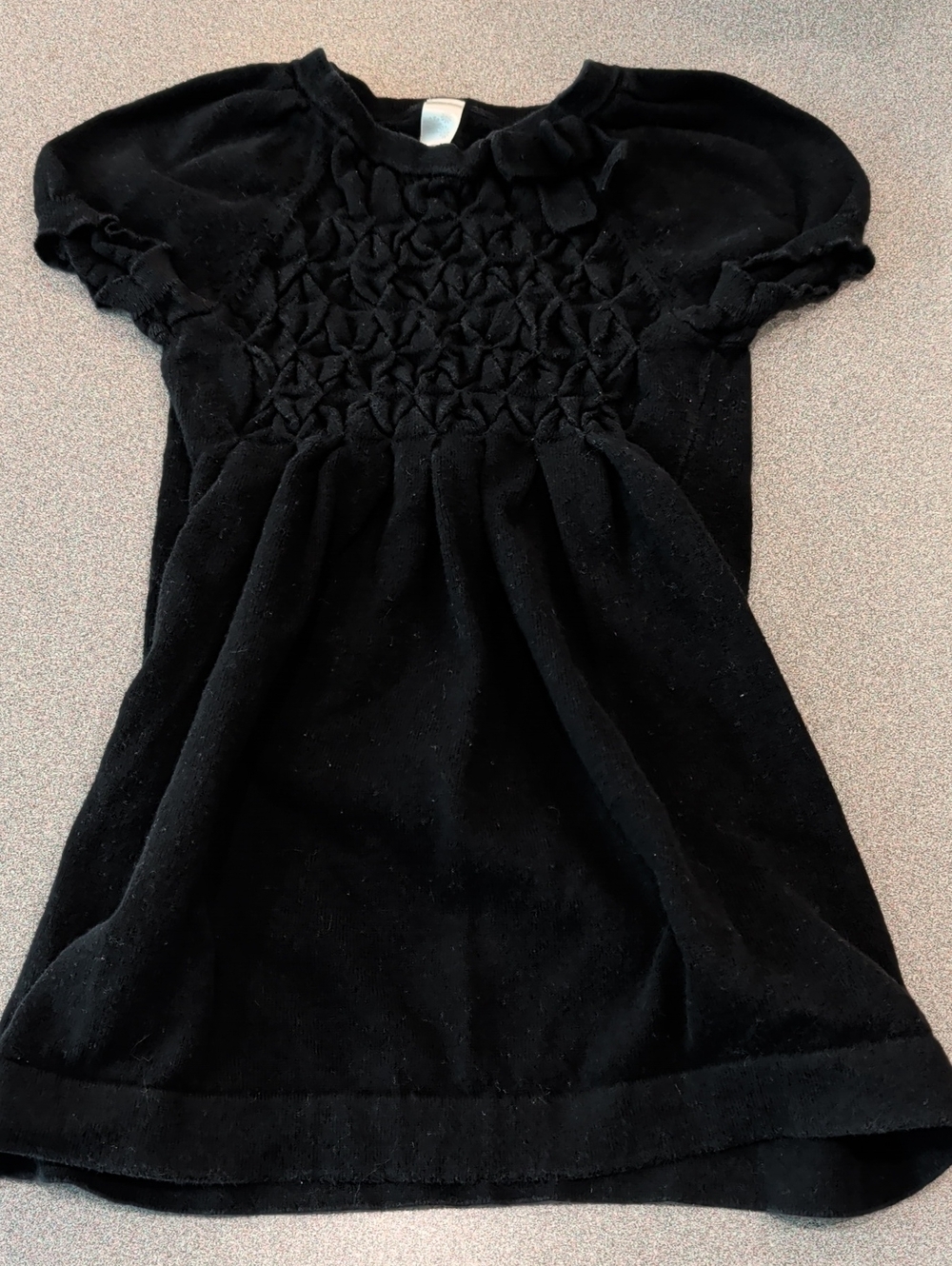 Cherokee Black Smocked Short Sleeve Dress for Girls